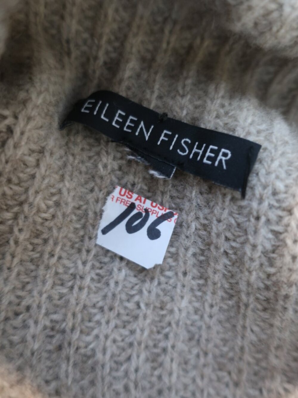 Womens Eileen Fisher Taupe (Item- 106) Yak Merino Wool Turtleneck Sweater S - Picture 8 of 8